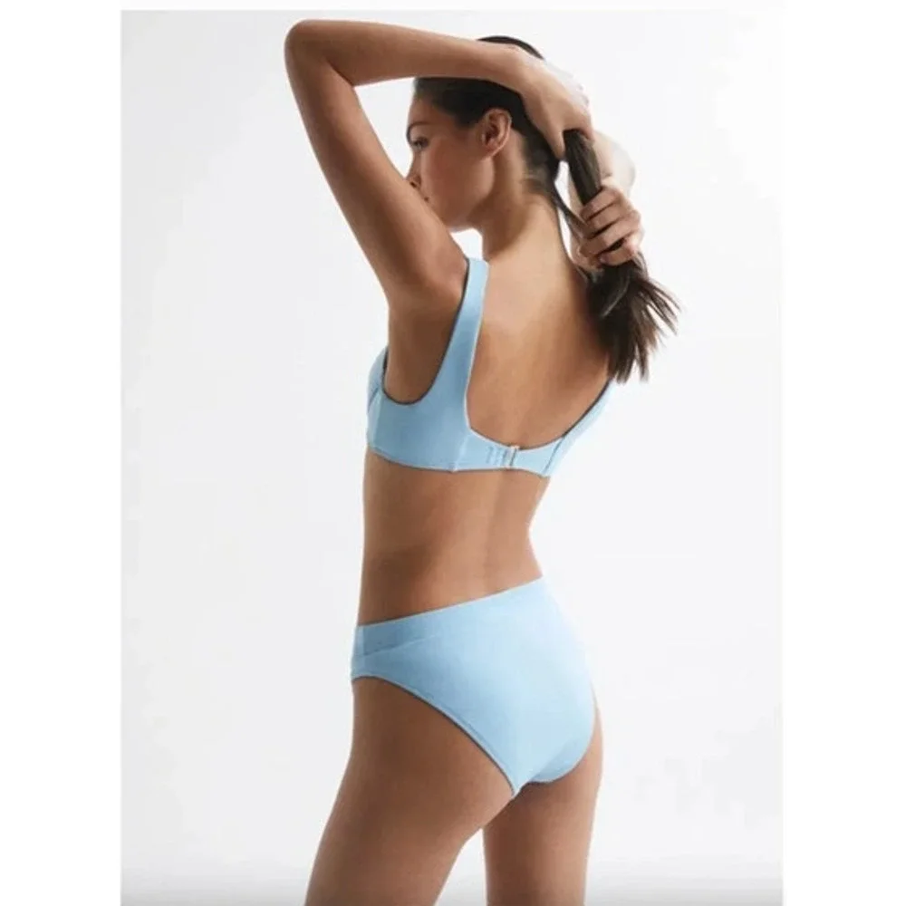 REISS Elise Bikini Bottom Size 8 NEW Light Blue $70 Swim Separates